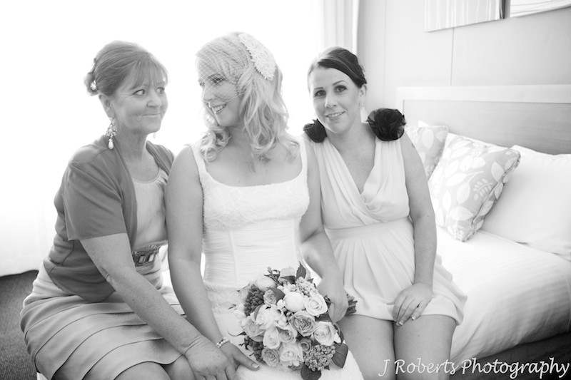 birds with mother and sister before wedding - wedding photography sydney